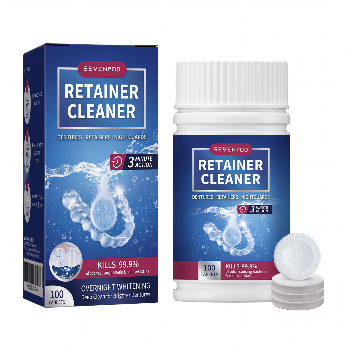 SevenPod™ Retainer Cleaning Tablets | 100 Pack
