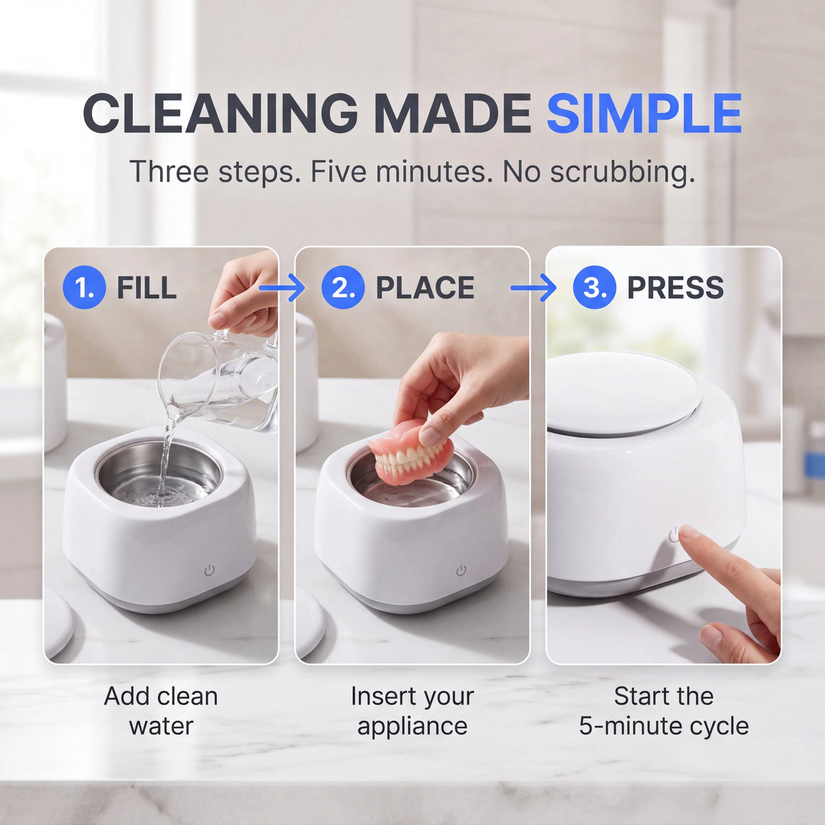 SevenPod™ Denture Cleaning Device